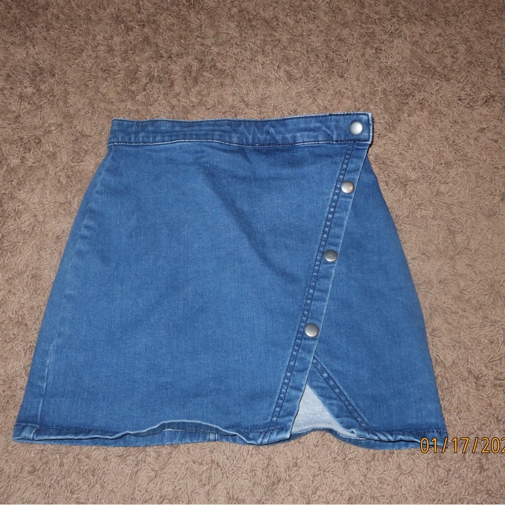 Free People Blue Denim Mini Skirt Size 0 Y2K Boho Casual